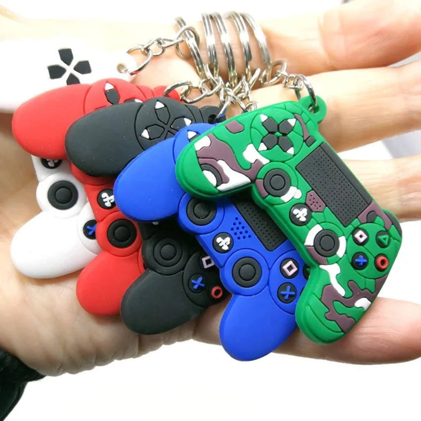 Groothandelspelmachine Keyring PVC Keychain Soft Silicone Rubber Gamepad Keychain