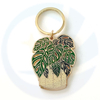 Productie Aangepast ontwerp Hard Email Monstera Leaf Potting Plant Keychains Keyrings Pendant Custom Plant Keychain