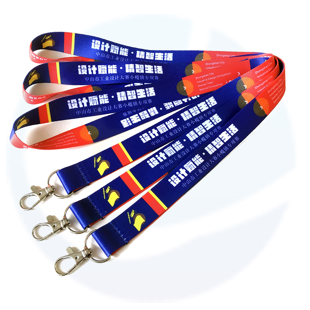 Sublimatie Lange verwarmde overdracht Gedrukte hoogwaardige nek Polyester Aangepaste lanyard