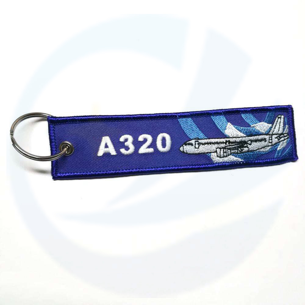 Aangepaste Airbus Keyring A320 Embroidery Keychain Key Tag Polyester Borduurwerk Keychain