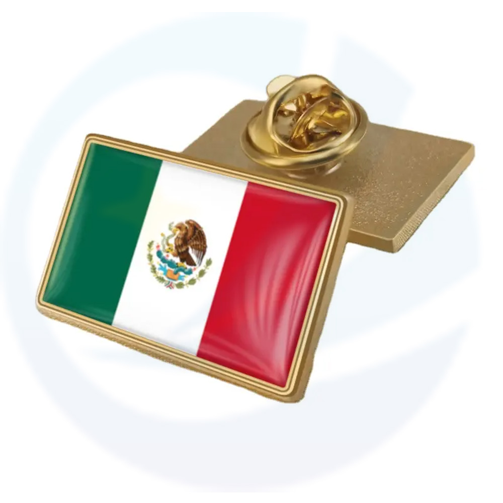 Groothandel Lage MOQ METAL NATIONALE Mexicaanse vlag Rapel Pin Badge Bulk Land Custom Epoxy Mexicaanse email Pin