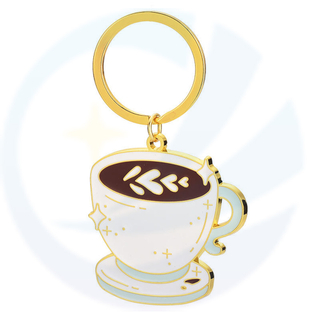 Aangepaste groothandel 3D Cartoon Keychain Luxe Luxe Cute Designer Coffee Metal Keychain Accessories Cadeau
