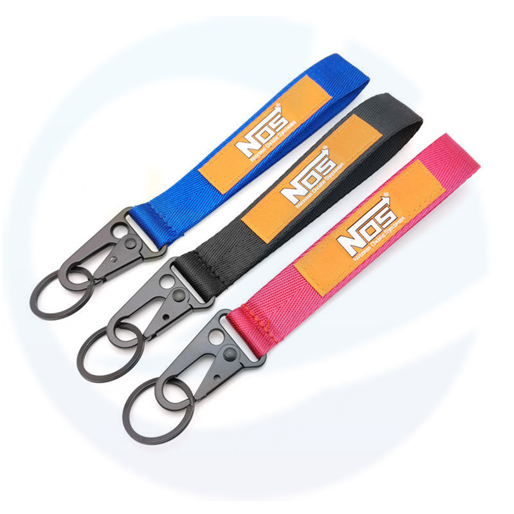 Groothandel aangepaste logo promotionele sleutelhangers Karabiniers Polyester Key Chains Gepersonaliseerde sleutelhanger pols Lanyard Keychain