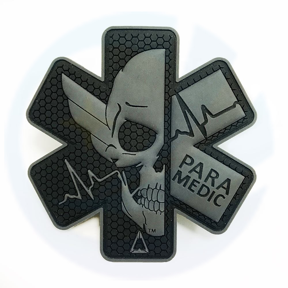 Aangepast merk Logo PVC Silicone Rubber Patches met haak- en lusbacking