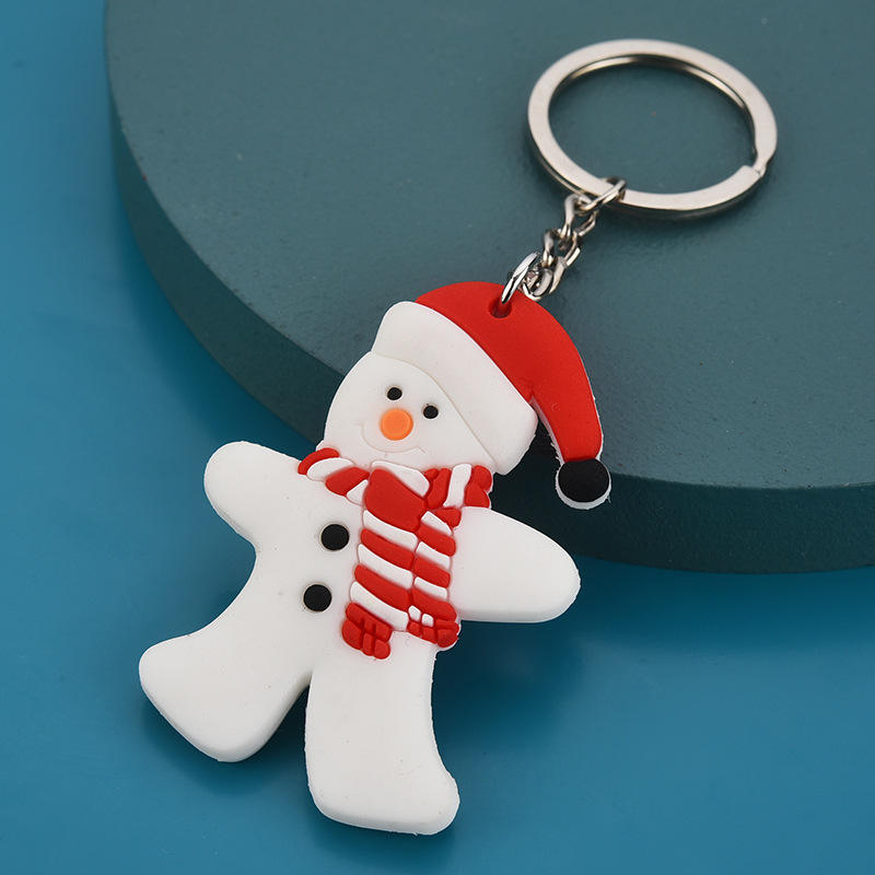 Aangepaste kerstcartoon Keychain Leuk Santa PVC Promotionele Keychains Christmas Gift Pendant