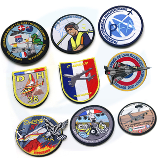 Designer ronde borduurbadges tactische patch aangepast logo naaien volledige Franse luchtmacht geborduurde vlekken voor kledingstuk