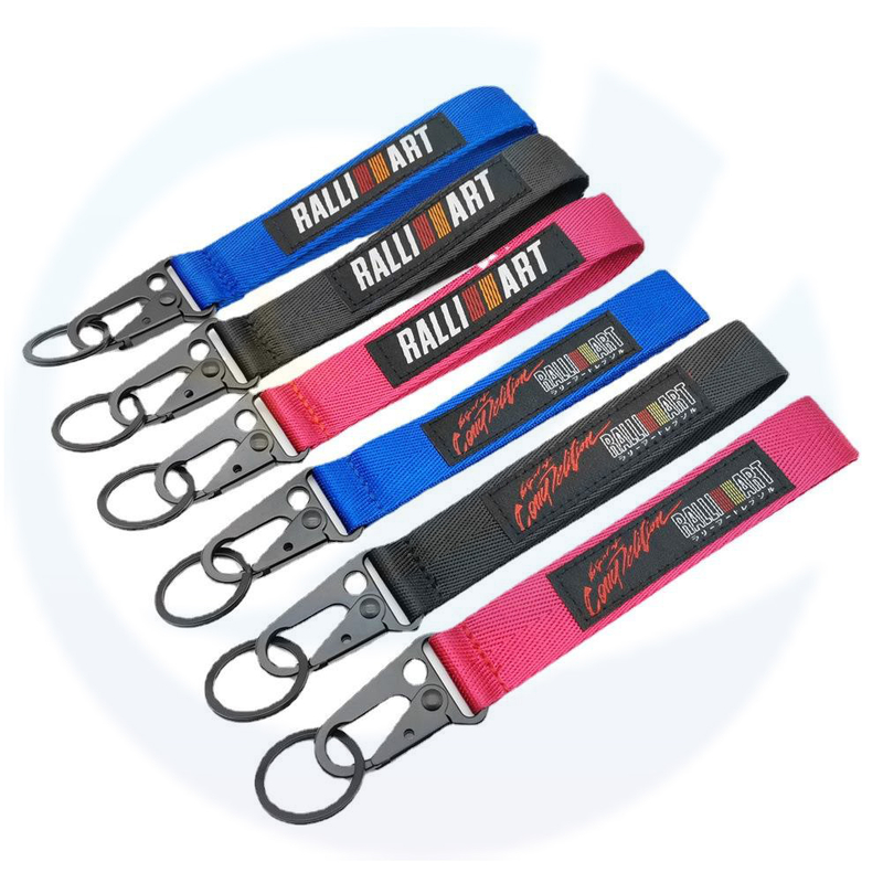 Groothandel aangepaste logo promotionele sleutelhangers Karabiniers Polyester Key Chains Gepersonaliseerde sleutelhanger pols Lanyard Keychain