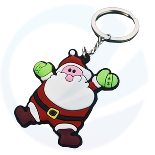 Aangepaste kerstcartoon Keychain Leuk Santa PVC Promotionele Keychains Christmas Gift Pendant