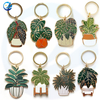 Productie Aangepast ontwerp Hard Email Monstera Leaf Potting Plant Keychains Keyrings Pendant Custom Plant Keychain