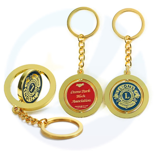 Spinning sleutelketen personalisado ontwerp goud zacht email sleutelhanger spinner reverse aangepaste leeuw club 3D logo letter zinklegering metalen sleutelhanger