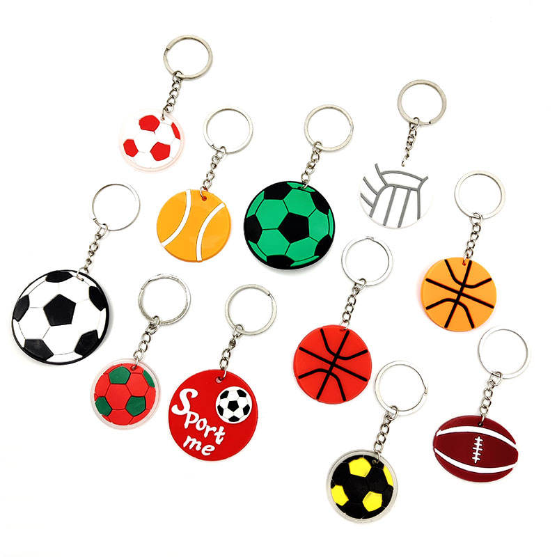 Aangepaste PVC Sport Rugby Baseball voetbal Key Chain Keyring 2D Silicone Soft Rubber Football Keychain