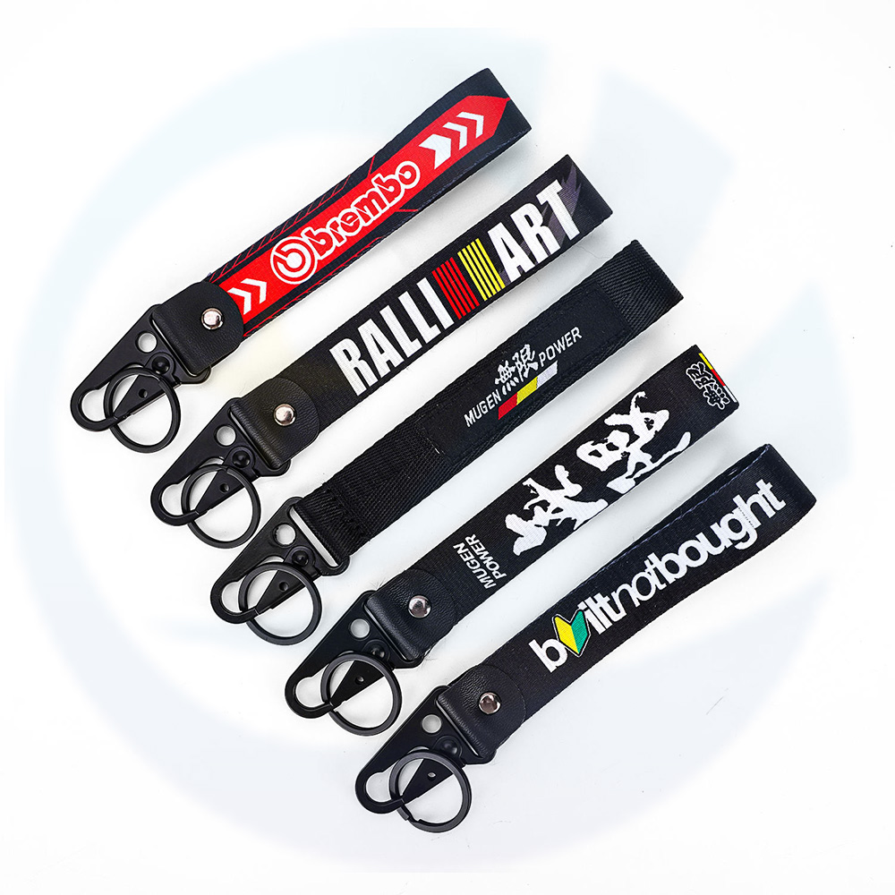 Groothandel aangepaste logo promotionele sleutelhangers Karabiniers Polyester Key Chains Gepersonaliseerde sleutelhanger pols Lanyard Keychain