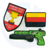 Aangepast merk Logo PVC Silicone Rubber Patches met haak- en lusbacking
