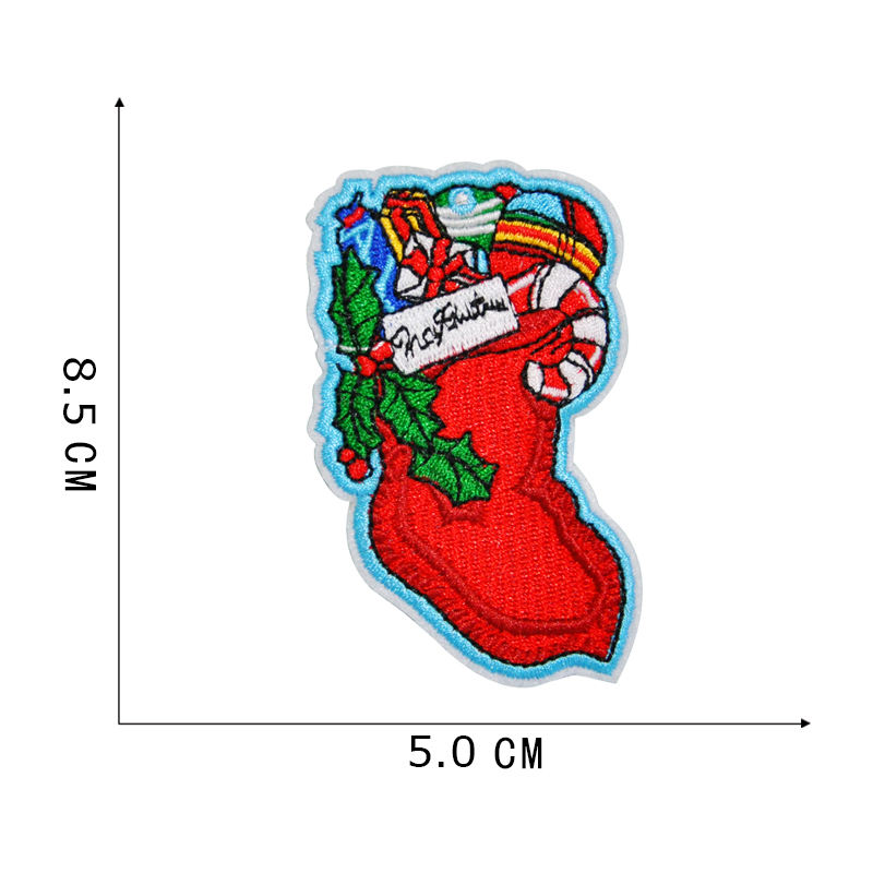 Groothandel aangepaste stof geborduurde patches kerstdag Iron-on borduurwerkpatch