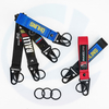 Aangepaste logo promotionele sleutelhangers Karabineren Karabineren afdrukken Korte lanyard geweven logo pols lanyard motorfiets sleutelhanger