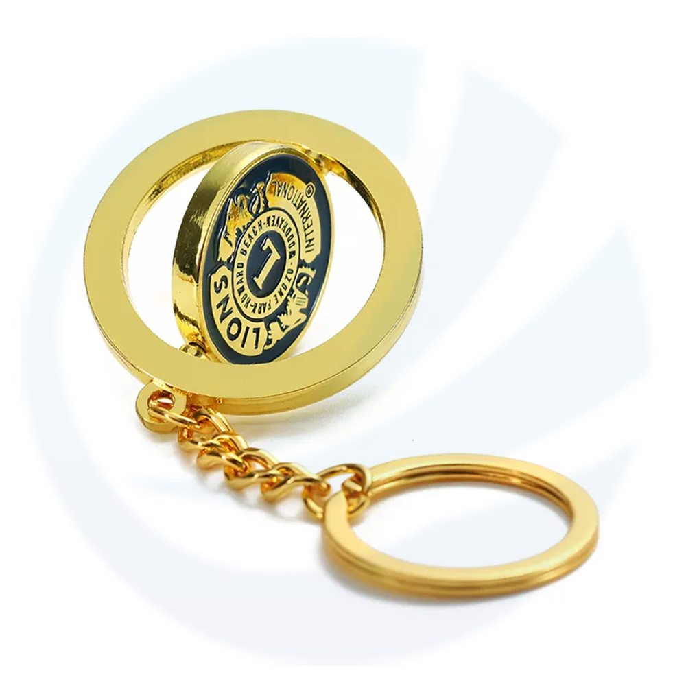 Spinning sleutelketen personalisado ontwerp goud zacht email sleutelhanger spinner reverse aangepaste leeuw club 3D logo letter zinklegering metalen sleutelhanger