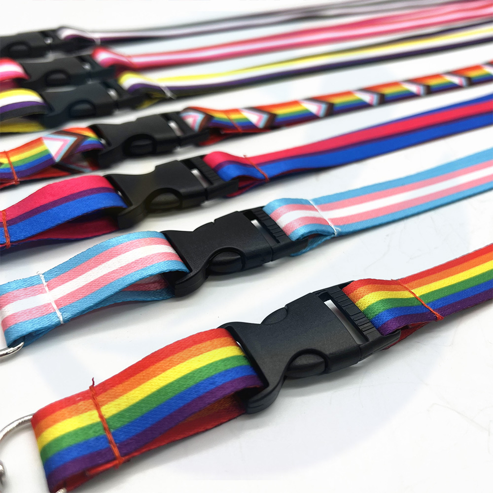 Groothandel OEM blanco sublimatie polyester nylon gewoon goedkoop gepersonaliseerd aangepast logo bedrukte lgbtq regenboog lanyard