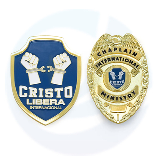 Badge Maker Custom Metal Embossed 3D Email Gold Pating Security Detective Chaplain Cristo Libera International Ministry Badge met uw eigen ontwerp