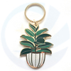 Productie Aangepast ontwerp Hard Email Monstera Leaf Potting Plant Keychains Keyrings Pendant Custom Plant Keychain