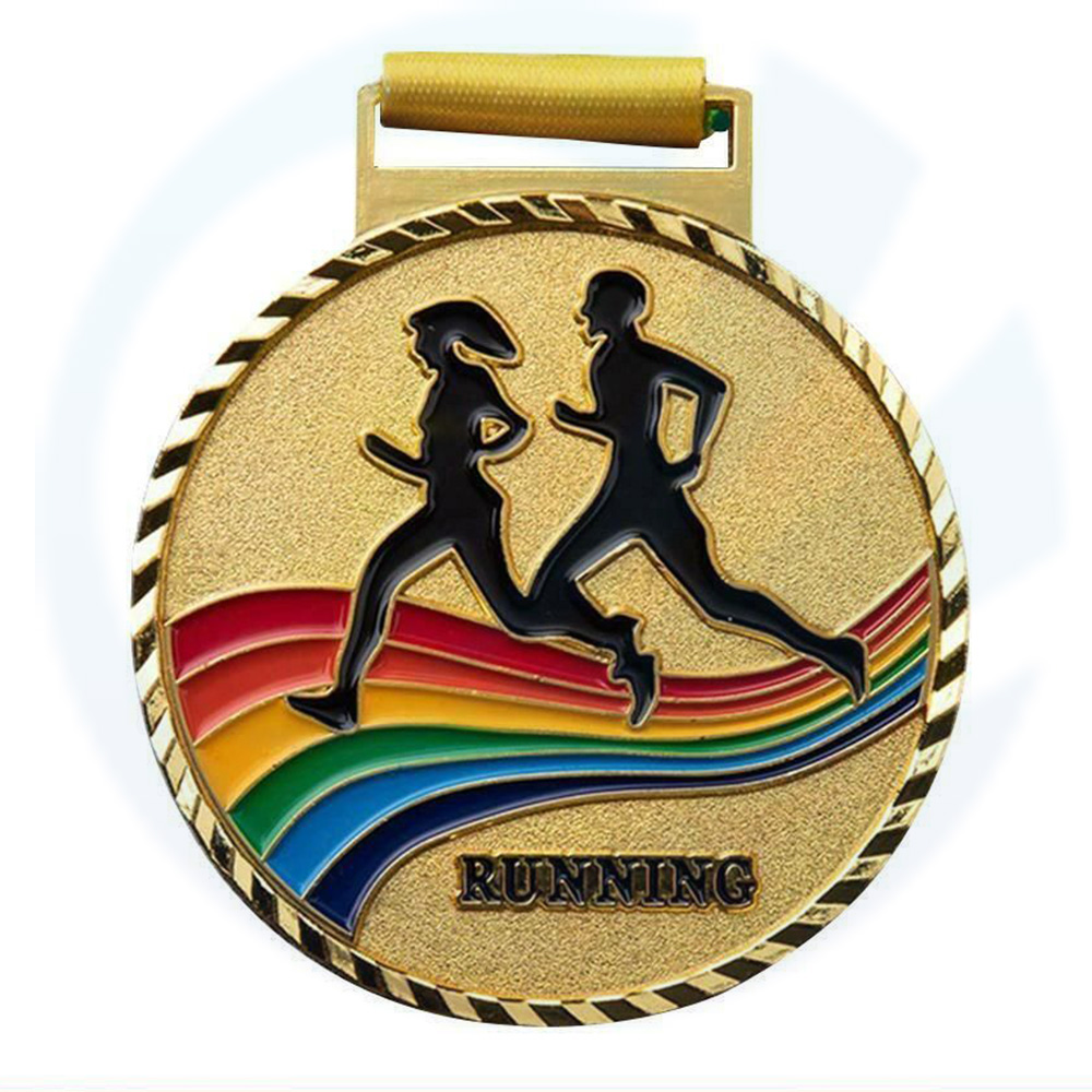 Custom Gold Metal Soccer 5K Running Medal With Ribbon Sports Customized Sports Medal Custom Marathon Fabrikant Bespoke Medals