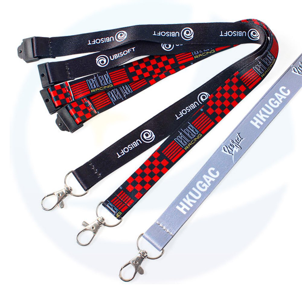 Lage verzendkostenfabrikant Gedrukte sublimatie Keychain -riem aangepaste polyester lanyards met logo Custom