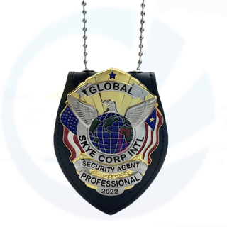 15 jaar Factory Custom Metal Security Badge met lederen portemonnee houder