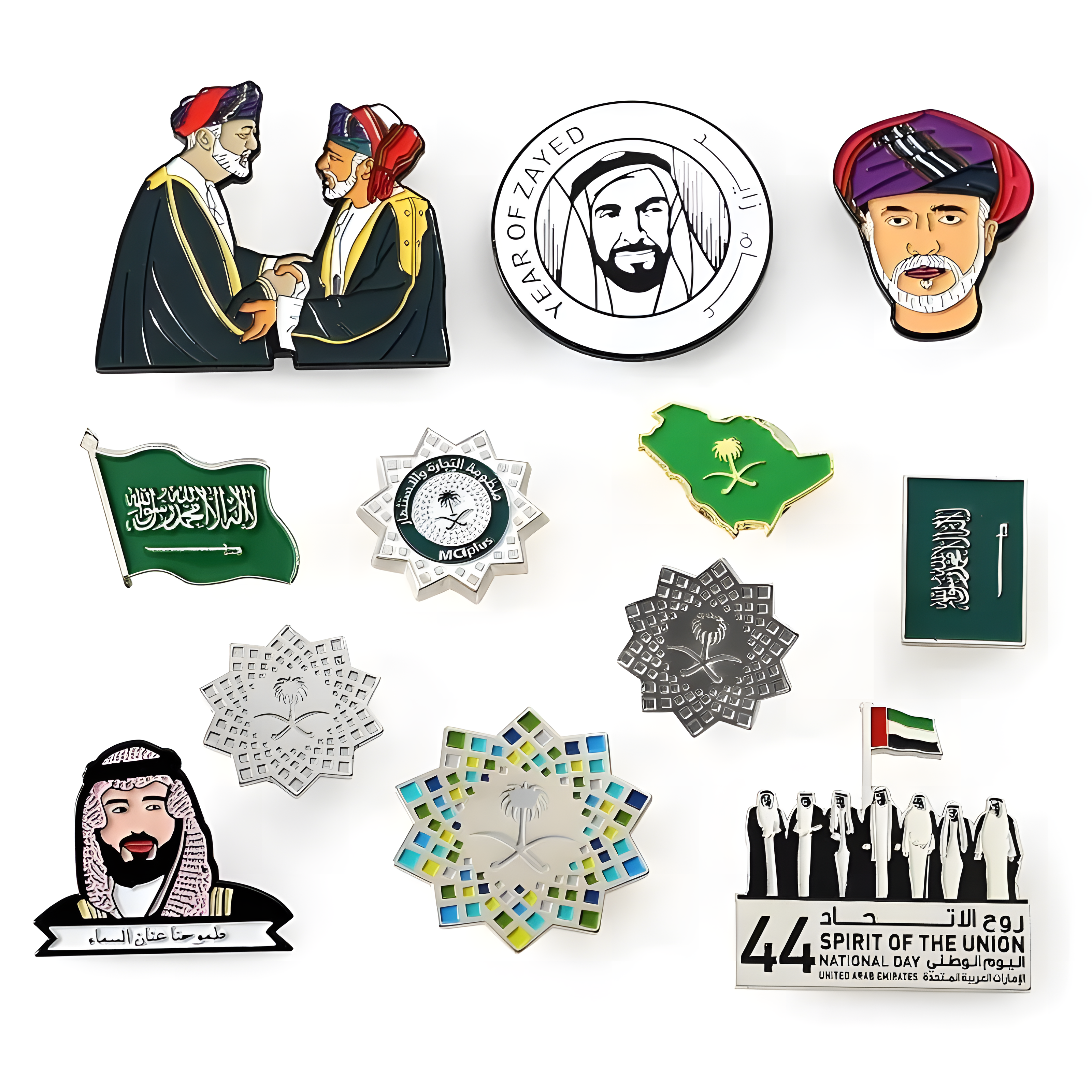 Saoedische nationale dag Arabia Souvenir Uae Dubai Expo Badge Saudi Products Rapel Email Pin Saoedi -Arabische pinnen