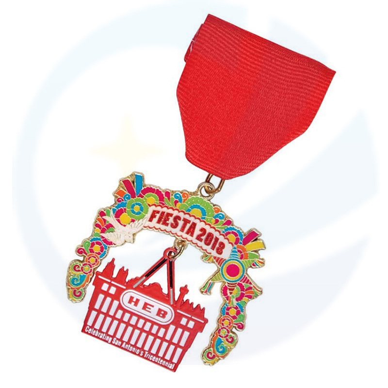 Texas gepersonaliseerd eigen ontwerp Fiesta Medallion Ketting Medallas Short Ribbon Carnival Metal Award Orden Medal of Honor Texas