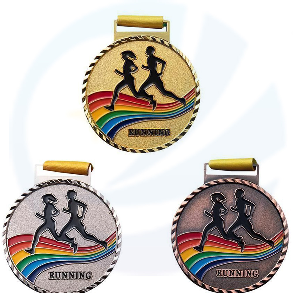 Custom Gold Metal Soccer 5K Running Medal With Ribbon Sports Customized Sports Medal Custom Marathon Fabrikant Bespoke Medals