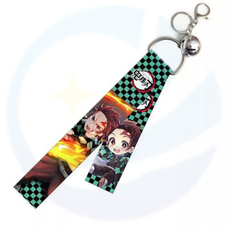 Fashion Hot Selling Anime Cartoon Polyester Telefoon Keyring Anime Demon Sublimatie Slayer Lanyard Anime Lanyard