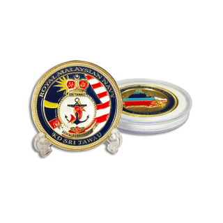 Groothandel aangepaste Royal Maleisische Navy Souvenir Challenge Coin met Acryl Box