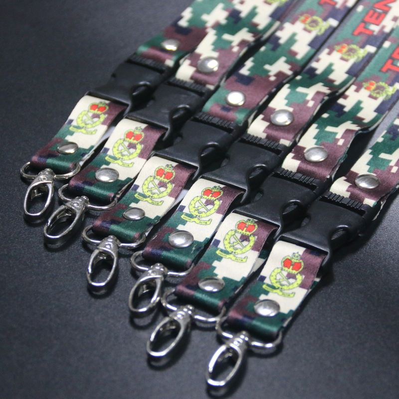 Promotionele aangepaste militaire sublimatie printer polyester lanyard id kaarthouder lanyard met logo custom